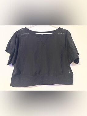 Vintage Y2K Weavers Black Short Sleeve Semi-Sheer Crop Top